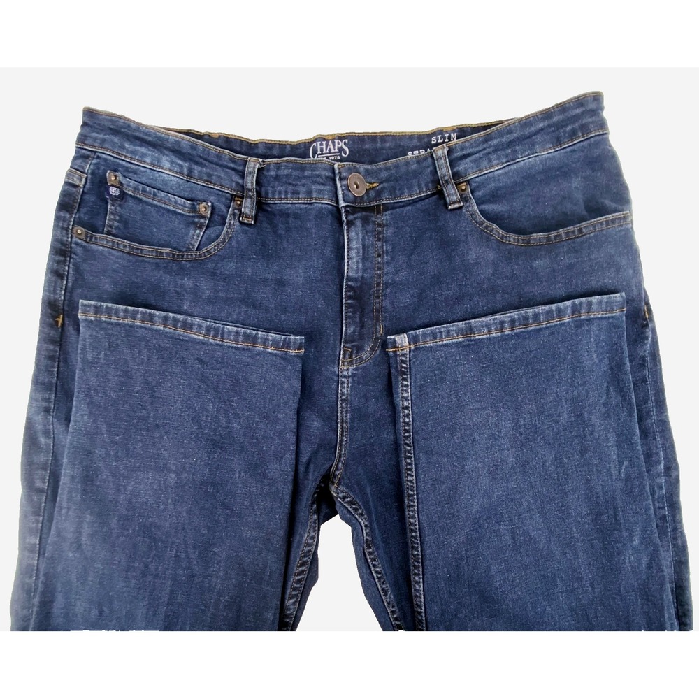 Chaps Denim Jeans Men's 38 / 32 Blue Slim Straight Fit 5-Pocket Design LKNU